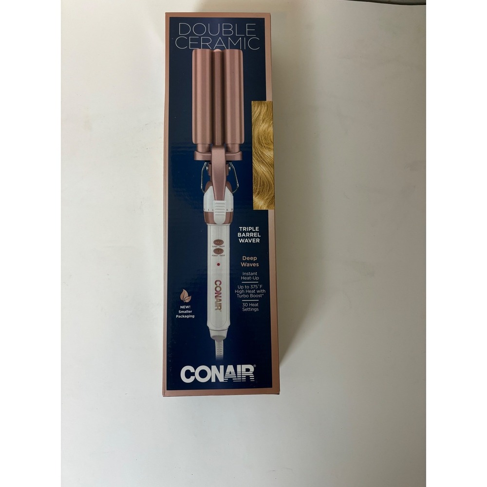 Conair Double Ceramic Triple Barrel‎ Hair Waver Deep Waves Rose Gold White NEW